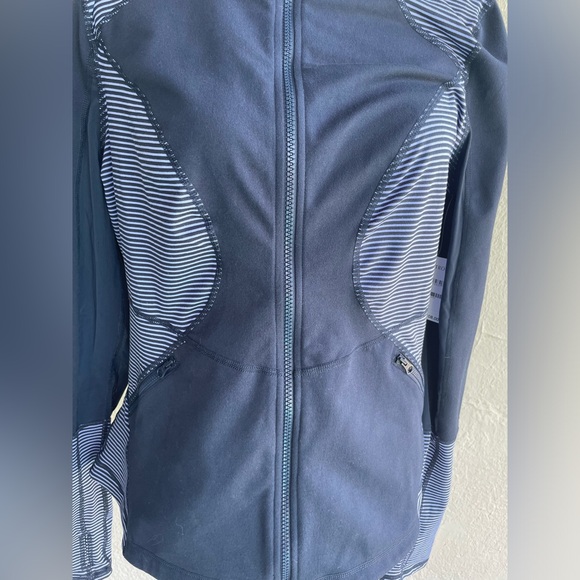 Zella Heathered Turquoise Blue Striped Zip Up Workout Jacket XL - Picture 2 of 12